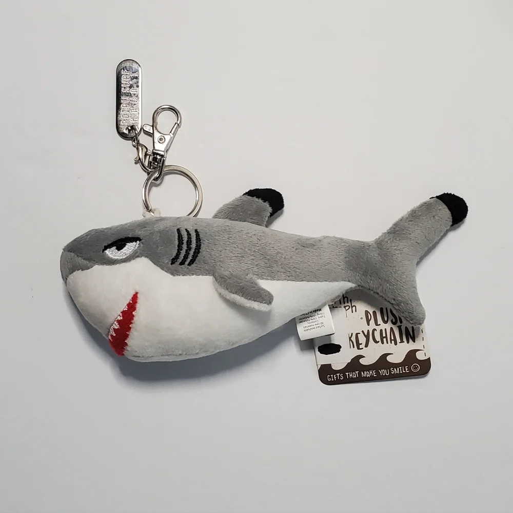 Earth Nymph Shark Plush Keychain Grey & White NWT Rare Gift Purse Hawaii Ocean